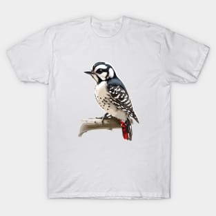 Downy Woodpecker Standing on Branch T-Shirt